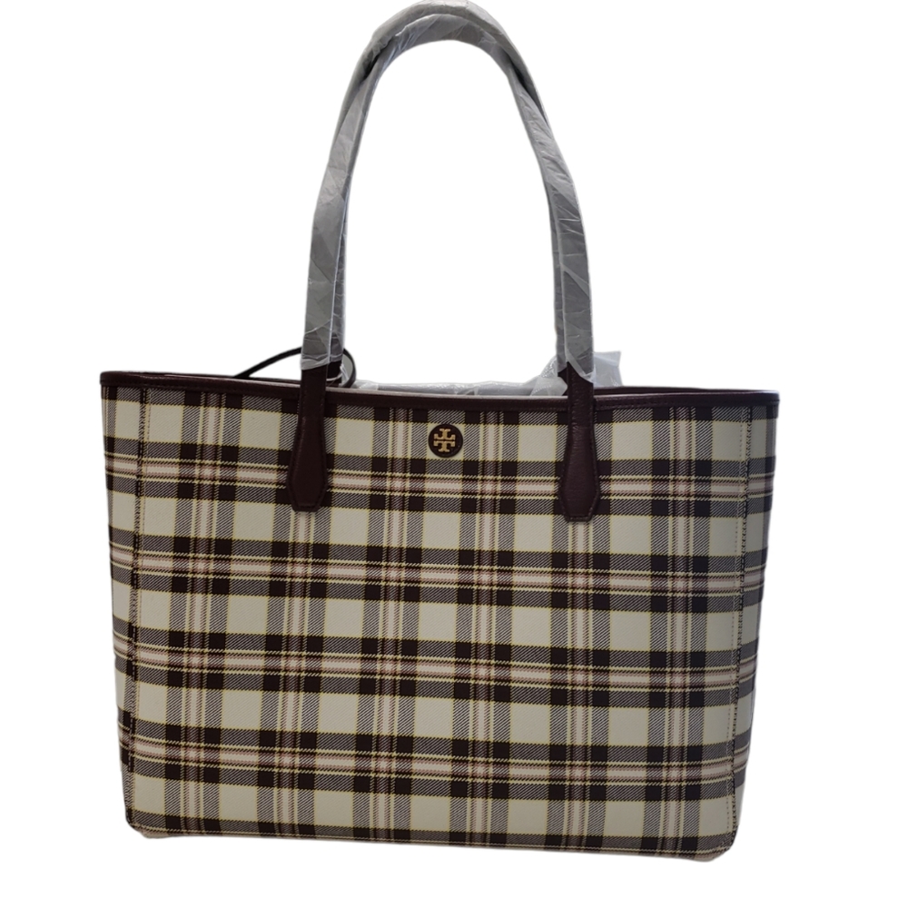 Tory Burch Blake Plaid Tote - Picture 3 of 10